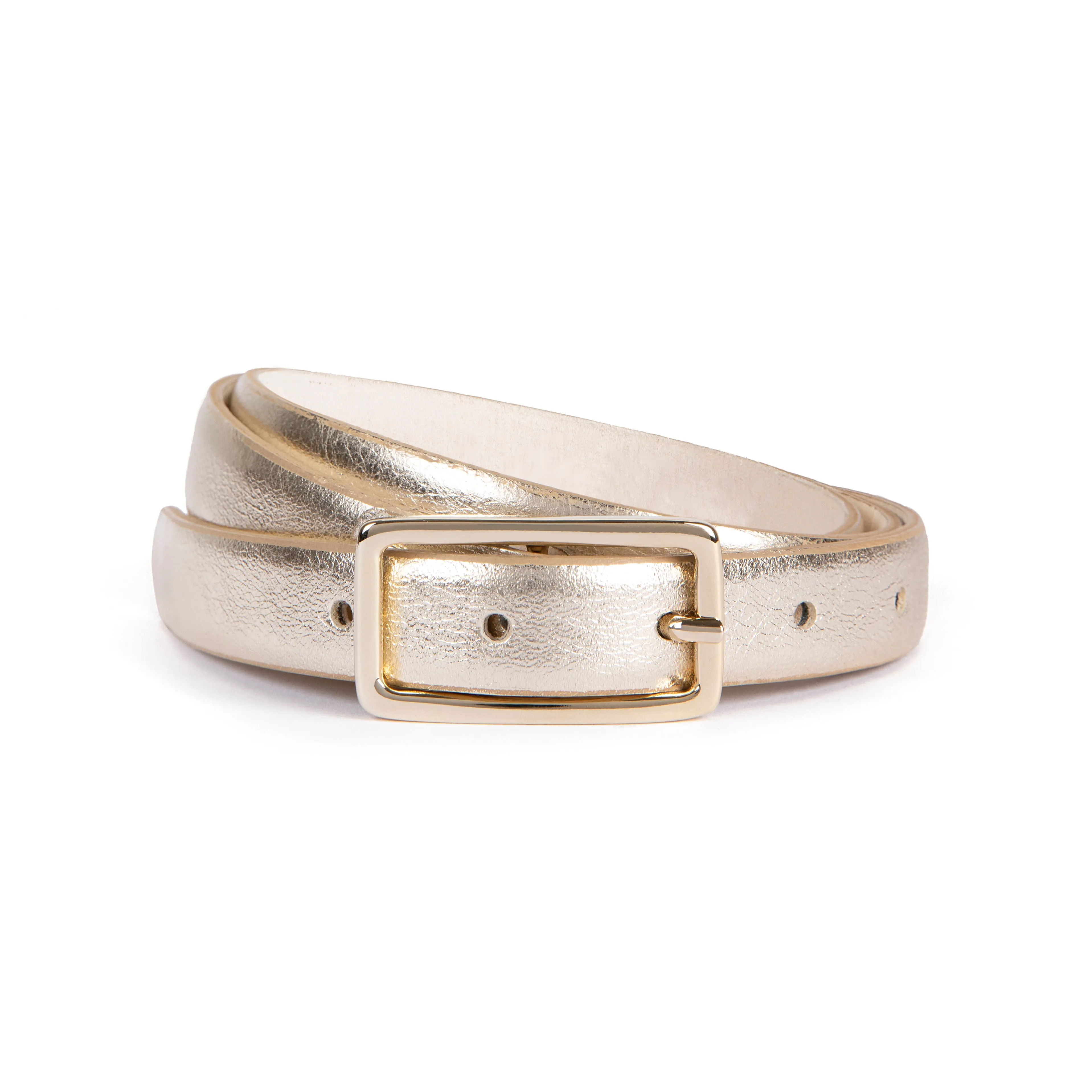 Varenna: Gold Metallic Skinny Belt