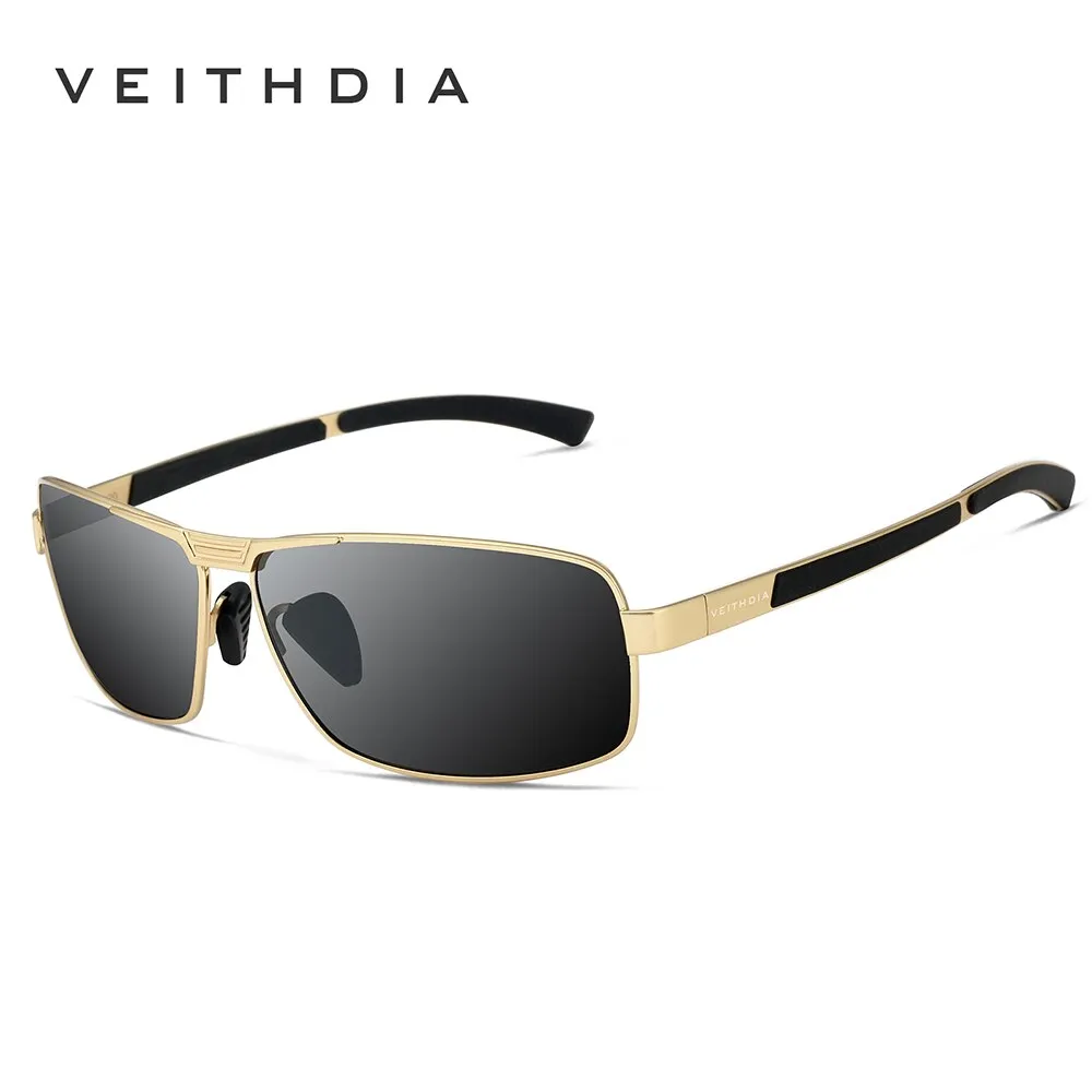 Veithdia Men's Full Rim Rectangle Stainless Steel Polarized Sunglasses 2711