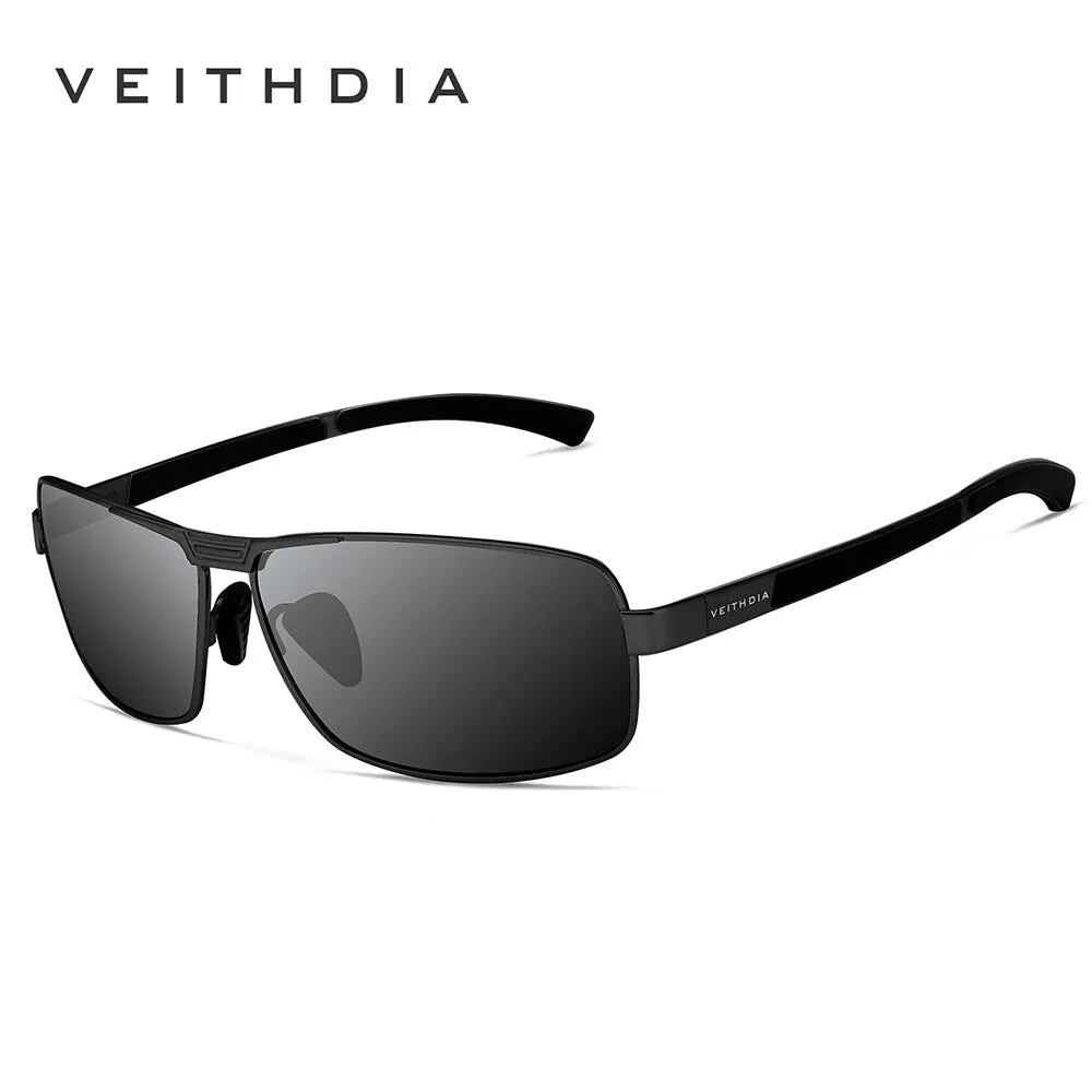 Veithdia Men's Full Rim Rectangle Stainless Steel Polarized Sunglasses 2711